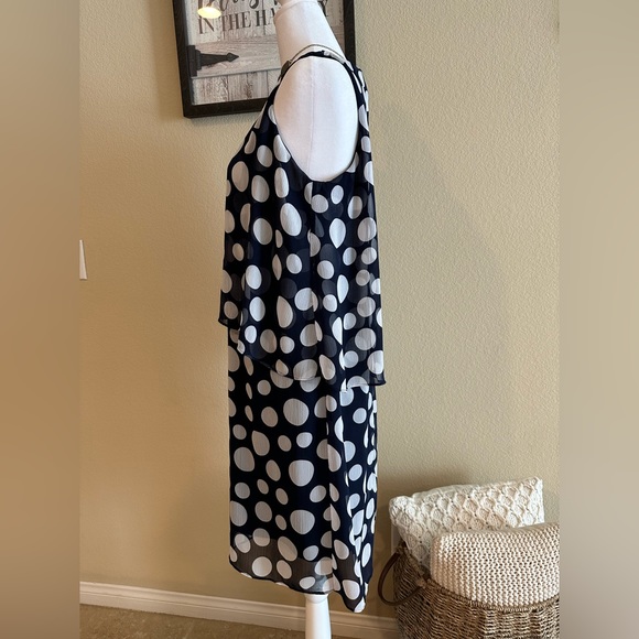 Prelude | Women’s Blue Polka-Dot Layer Dress, Lined, Sleeveless - Size 10 - Picture 2 of 12